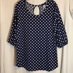 3x Navy & White polka dotted top